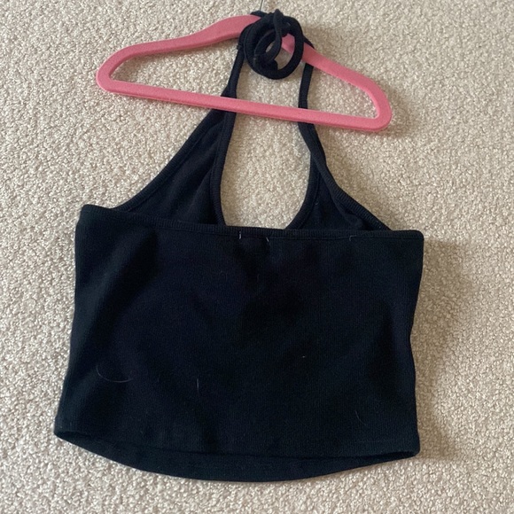 size L from garage, black halter tank top in great condition. fits true to size. - Picture 2 of 3